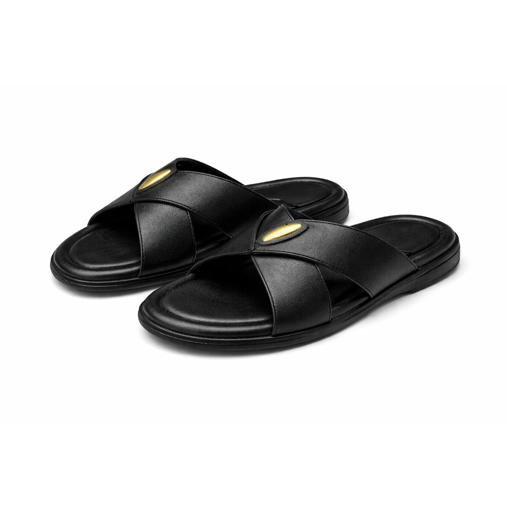 Men Black OpenToe Slide Sandal